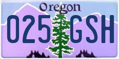 OR license plate 025GSH