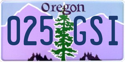 OR license plate 025GSI