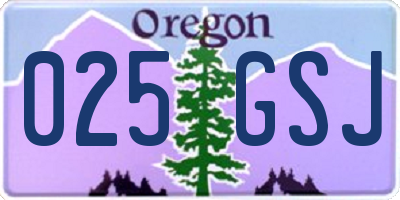 OR license plate 025GSJ