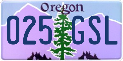 OR license plate 025GSL