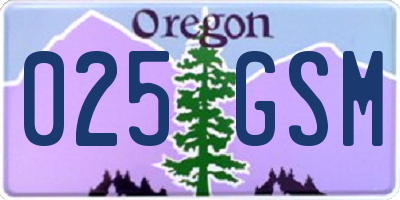 OR license plate 025GSM