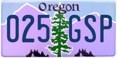 OR license plate 025GSP