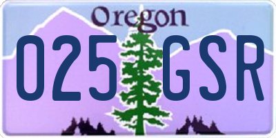 OR license plate 025GSR