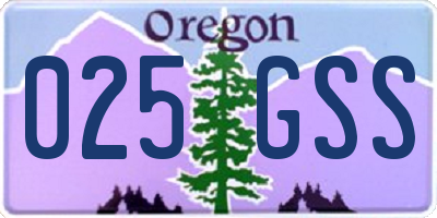 OR license plate 025GSS