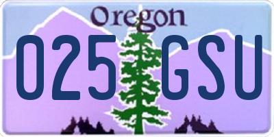 OR license plate 025GSU