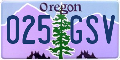 OR license plate 025GSV