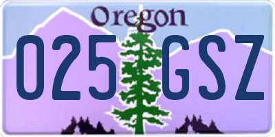 OR license plate 025GSZ
