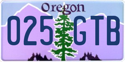 OR license plate 025GTB