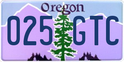 OR license plate 025GTC