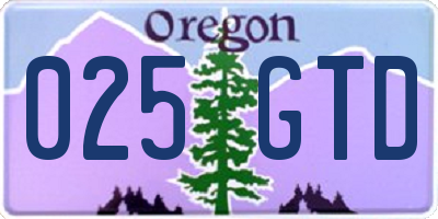 OR license plate 025GTD