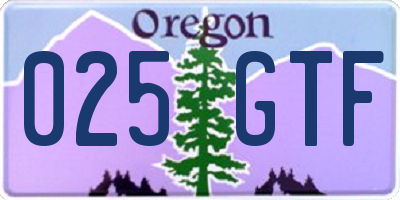 OR license plate 025GTF