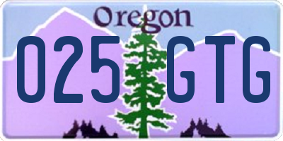 OR license plate 025GTG