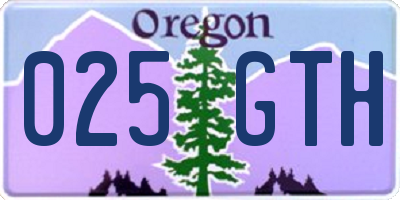 OR license plate 025GTH