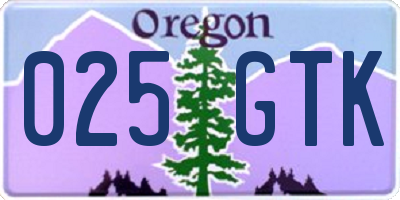 OR license plate 025GTK