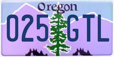 OR license plate 025GTL
