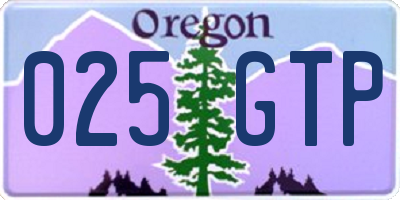 OR license plate 025GTP