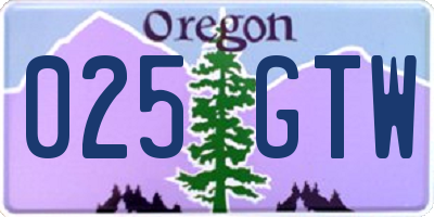 OR license plate 025GTW