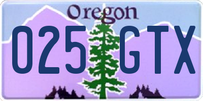 OR license plate 025GTX