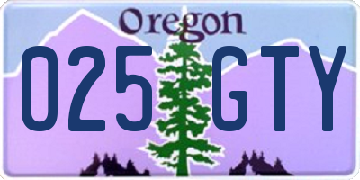 OR license plate 025GTY