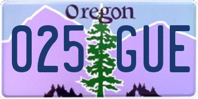 OR license plate 025GUE