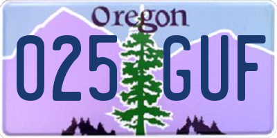 OR license plate 025GUF