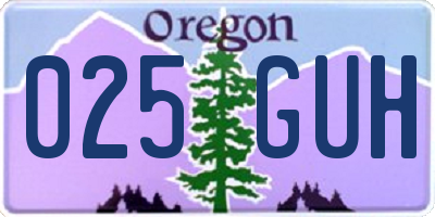 OR license plate 025GUH