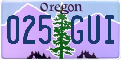 OR license plate 025GUI