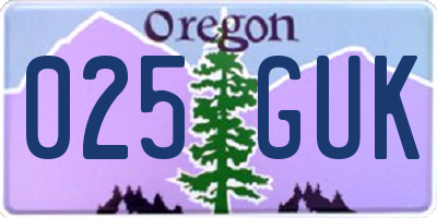 OR license plate 025GUK