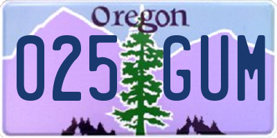 OR license plate 025GUM
