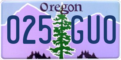 OR license plate 025GUO