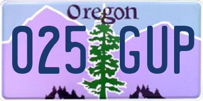 OR license plate 025GUP