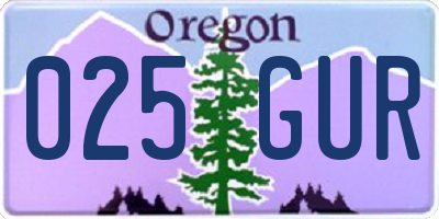 OR license plate 025GUR