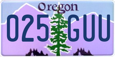 OR license plate 025GUU