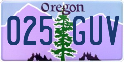 OR license plate 025GUV