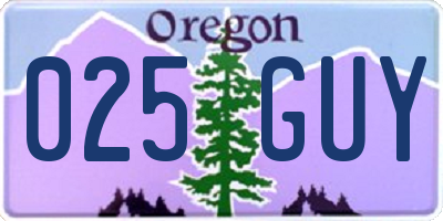 OR license plate 025GUY