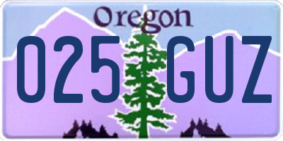 OR license plate 025GUZ
