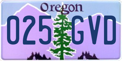 OR license plate 025GVD
