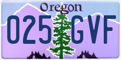 OR license plate 025GVF