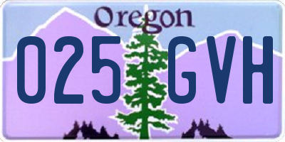 OR license plate 025GVH