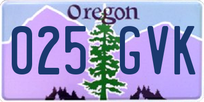 OR license plate 025GVK