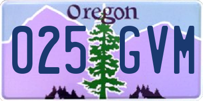 OR license plate 025GVM