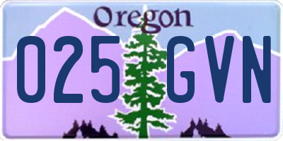 OR license plate 025GVN