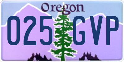 OR license plate 025GVP