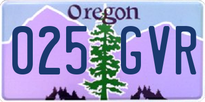 OR license plate 025GVR