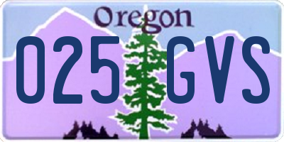 OR license plate 025GVS
