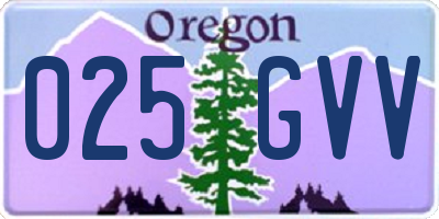 OR license plate 025GVV
