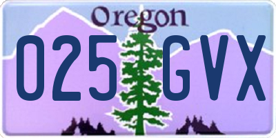 OR license plate 025GVX