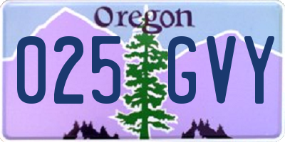 OR license plate 025GVY