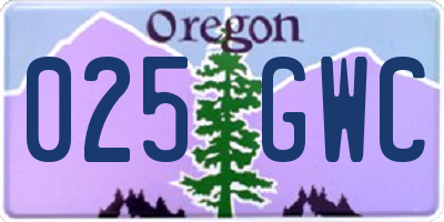 OR license plate 025GWC