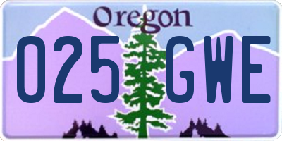 OR license plate 025GWE